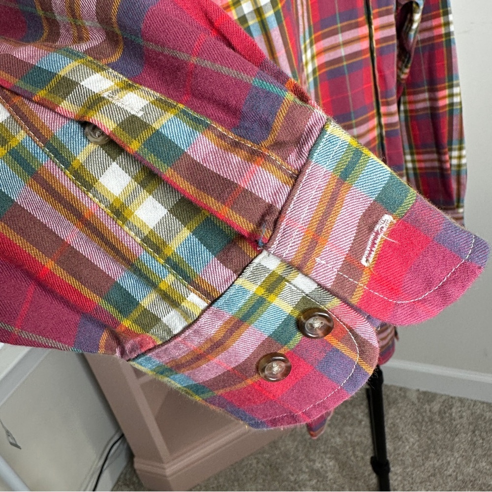 Viyella Men's Red Plaid Long-Sleeve Button-Down Shirt Cotton/Wool Large - Picture 3 of 4